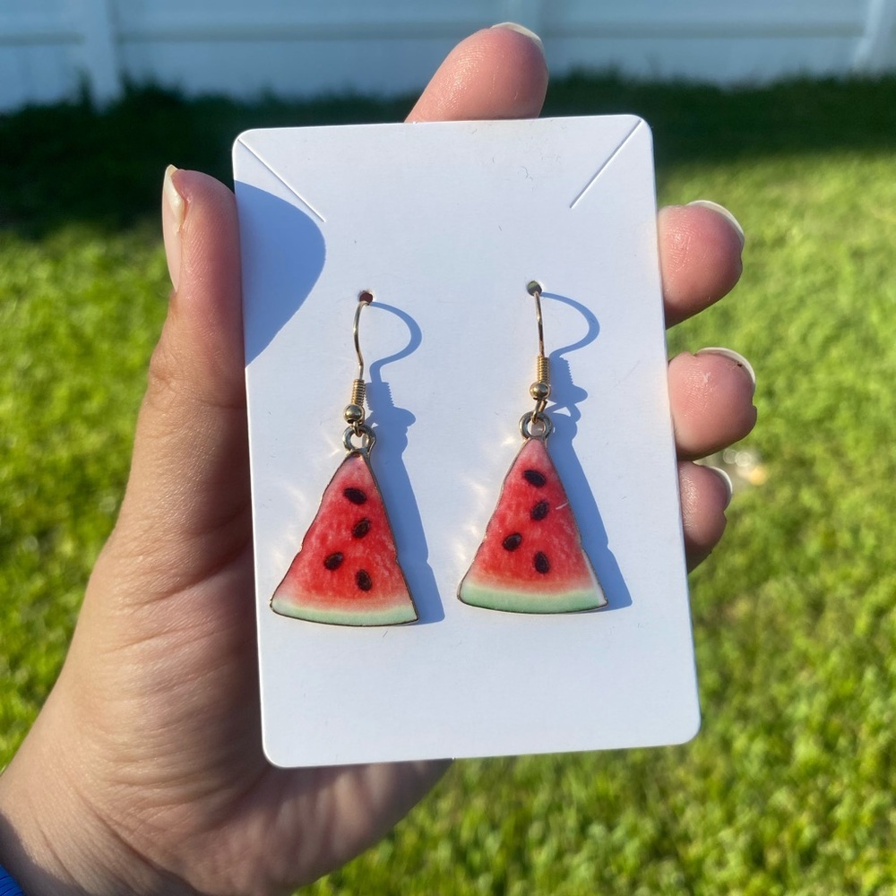NWT Watermelon Drop Gold Tone Earrings
